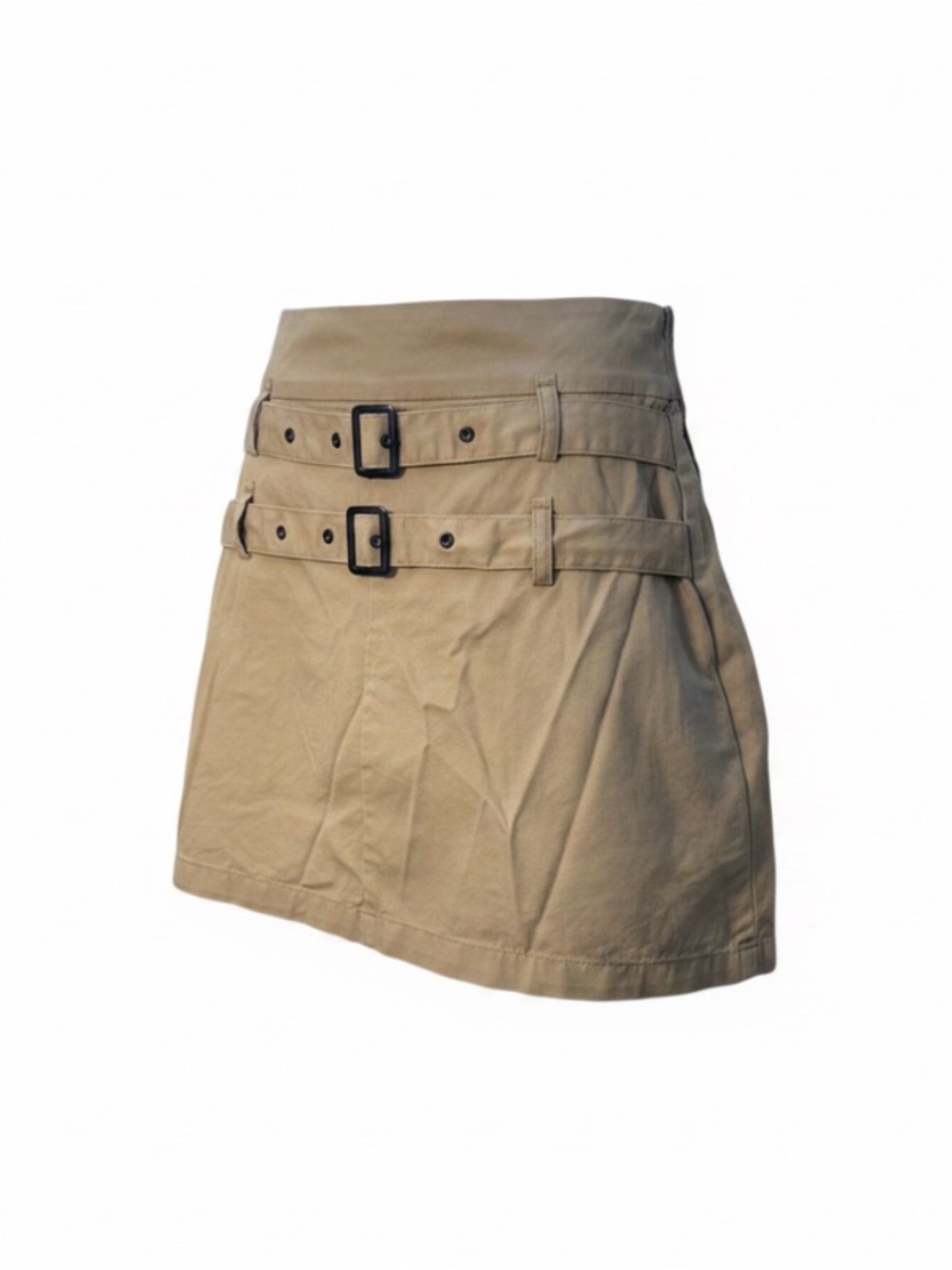 Zara Tan Double-Belt Mini Skirt
